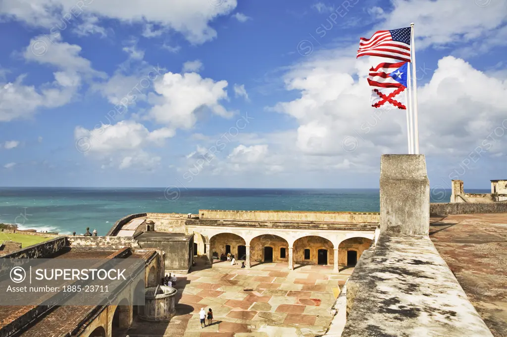Caribbean, Puerto Rico, San Juan, Courtyard of San Cristobal fort