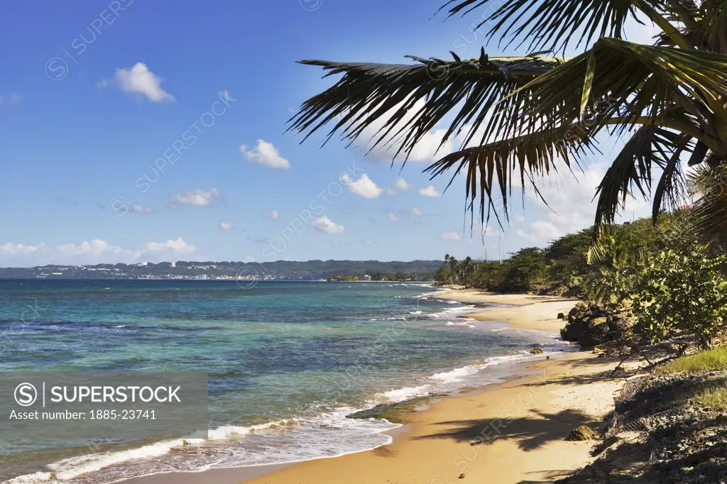 Caribbean, Puerto Rico, Aguadilla, View along beach