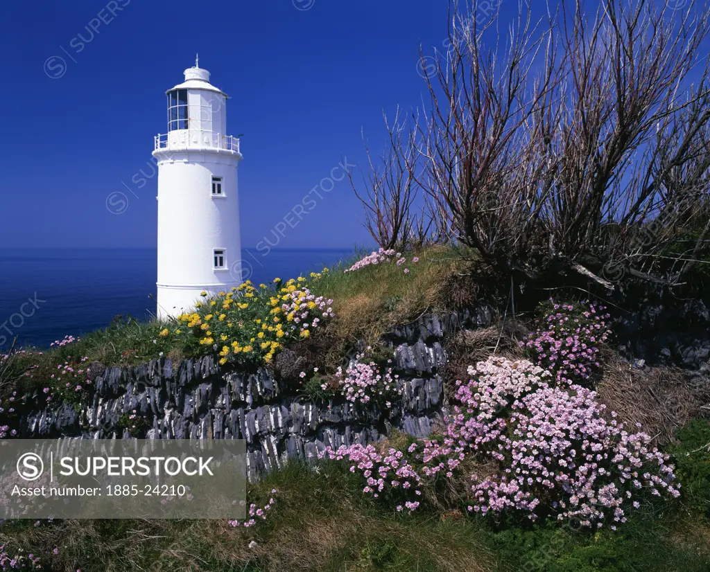 UK - England, Cornwall, Trevose Head, Trevose Head lighthouse in spring