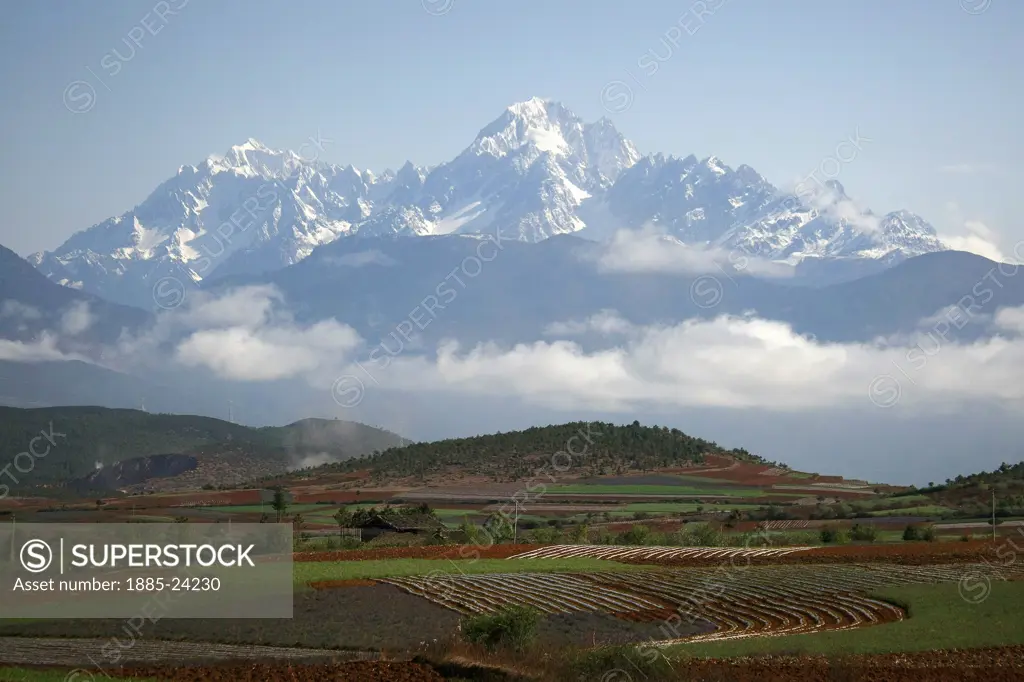 China, Lijiang, View to Jade Dragon Snow Mountain