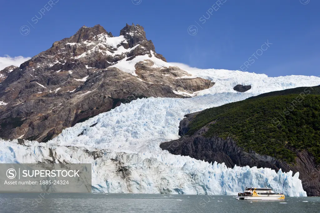 Argentina, Los Glaciares National Park, Upsala Glacier and tourist boat