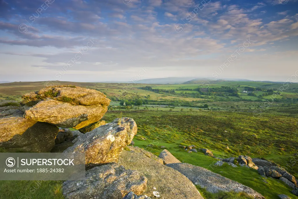 UK - England, Devon, Dartmoor, Moorland scenery from Saddle Tor