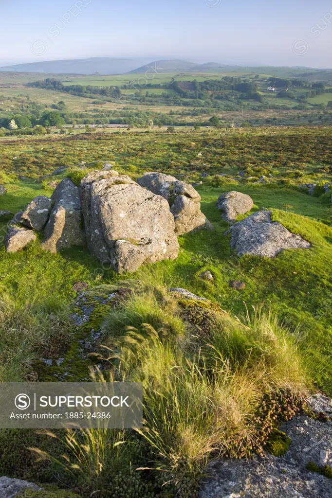 UK - England, Devon, Dartmoor, Moorland scenery from Saddle Tor