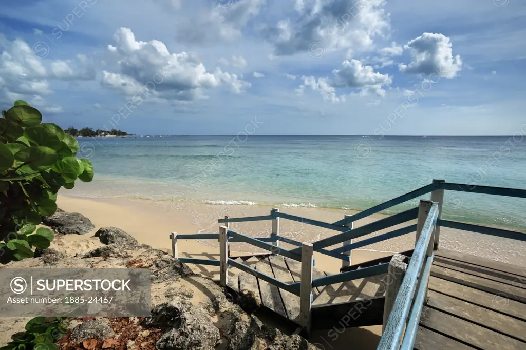 Caribbean, Barbados, Folkestone Beach, Steps down to beach