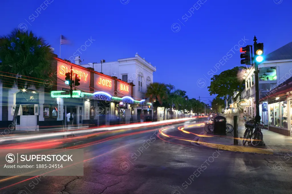 USA, Florida, Key West, Duval Streeet at night