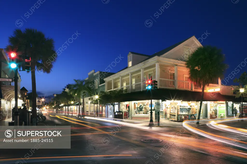 USA, Florida, Key West, Duval Streeet at night