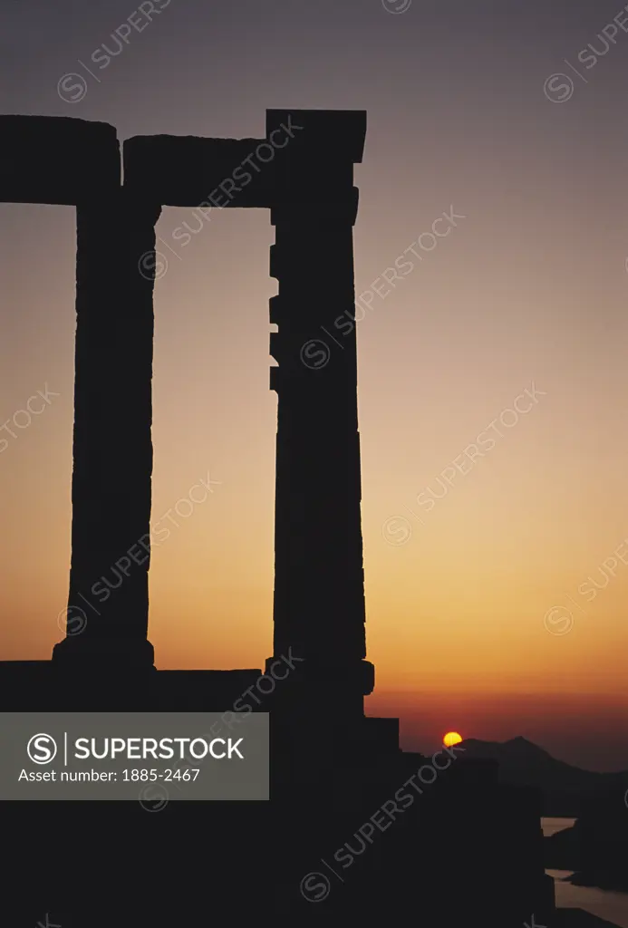 Greece, Attica, Cape Sounion, Sunset