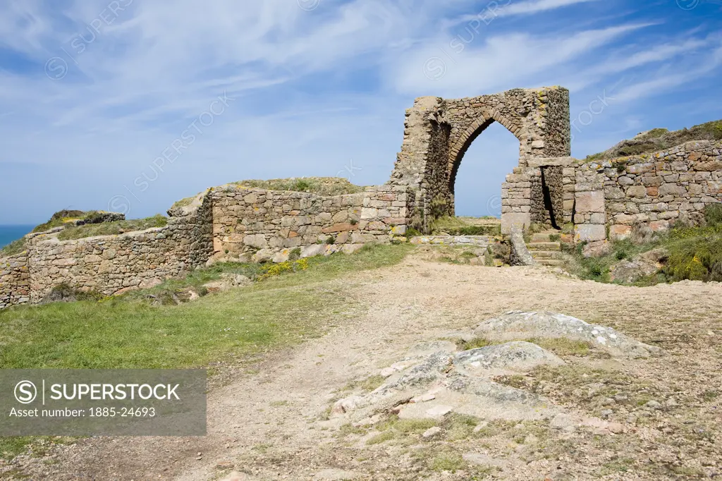 UK - Channel Islands, Jersey, Grosnez Point, Ruins of Grosnez Castle