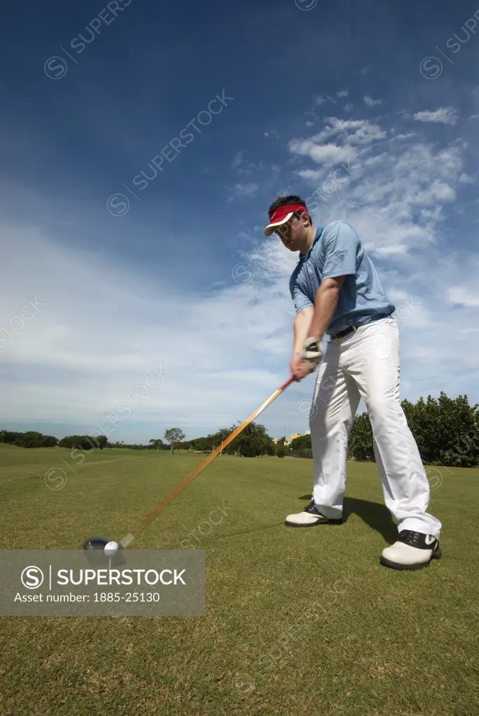 Caribbean, Cuba, Varadero, Golfer at the Varadero Golf Club