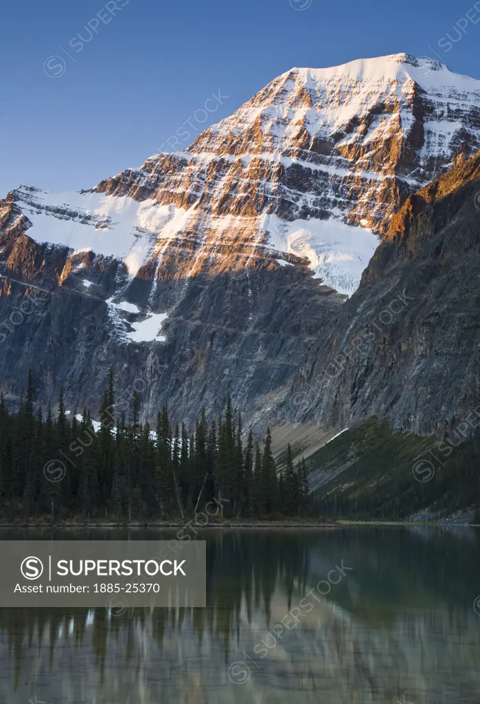 Canada, Alberta and The Rockies, Jasper National Park, Dawn at Cavell Lake