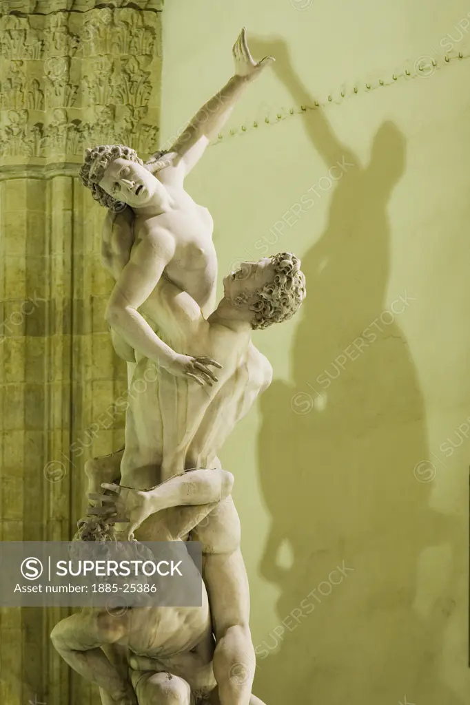 Italy, Tuscany, Florence, Rape of the Sabine Women statue at Piazza della Signoria