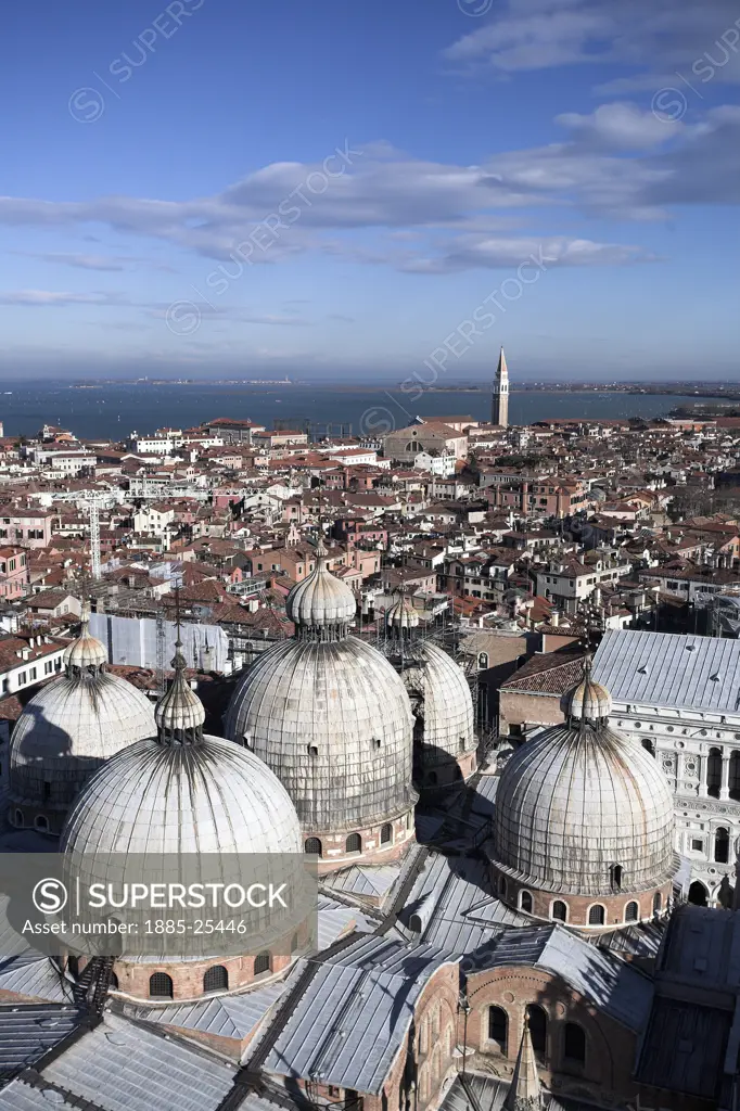 Italy, Veneto, Venice, View over Basilica San Marco to Burano and Murano