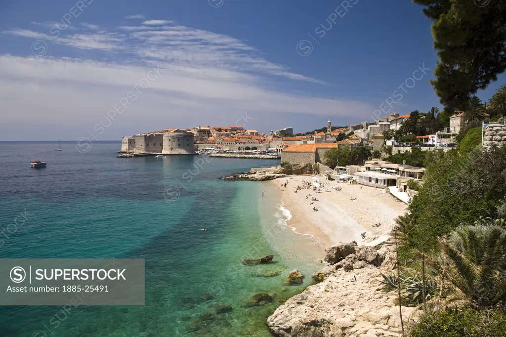 Croatia, Dalmatia, Dubrovnik, The beach at the Hotel Excelsior