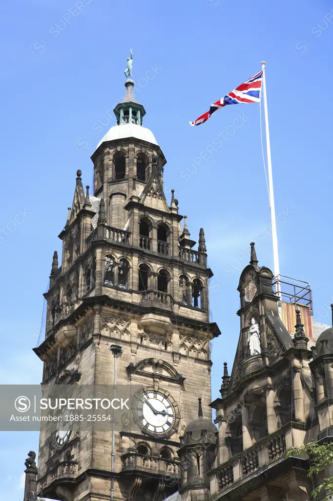 UK - England, Yorkshire, Sheffield, Town Hall clock tower