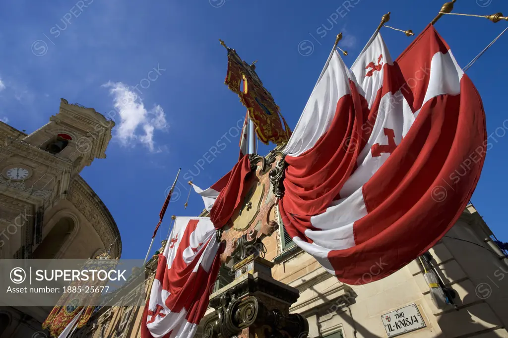Maltese Islands, Malta, Mosta, Street decorations for the Feast of the Assumption