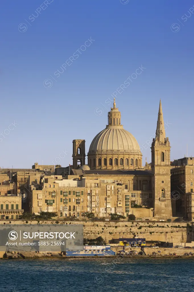 Maltese Islands, Malta, Sliema, View of Valletta from Sliema