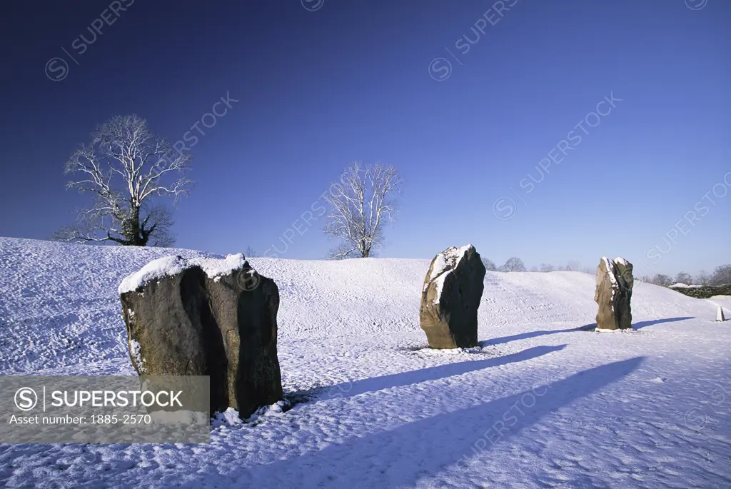 UK - England, Wiltshire, Avebury, Stone Circle in Winter
