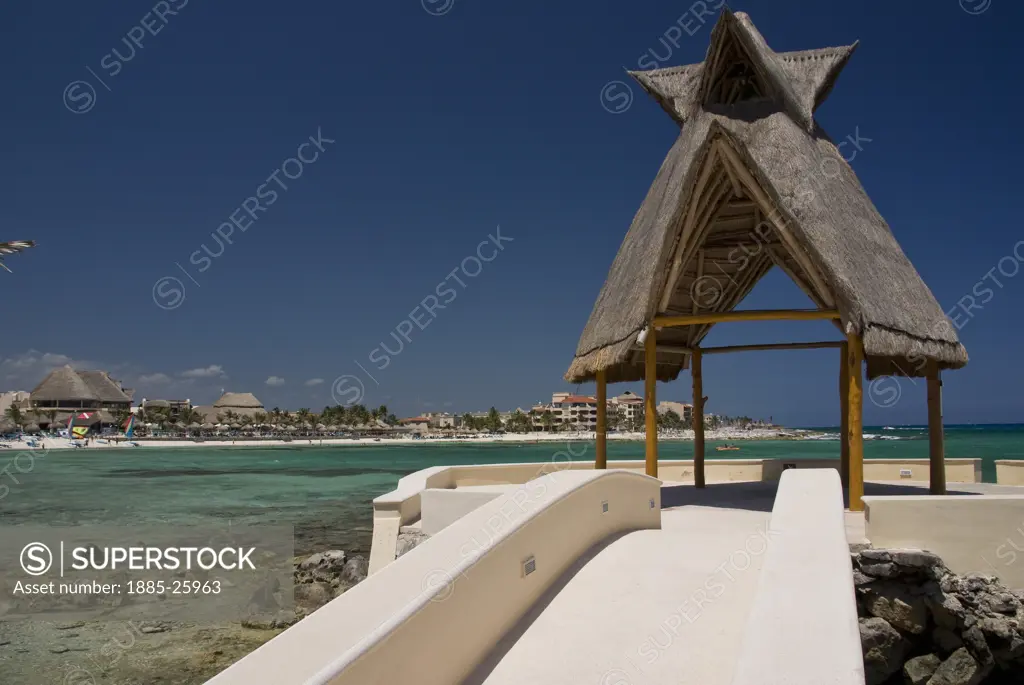 Mexico, Quintana Roo, Puerto Aventuras, Jetty out to sea