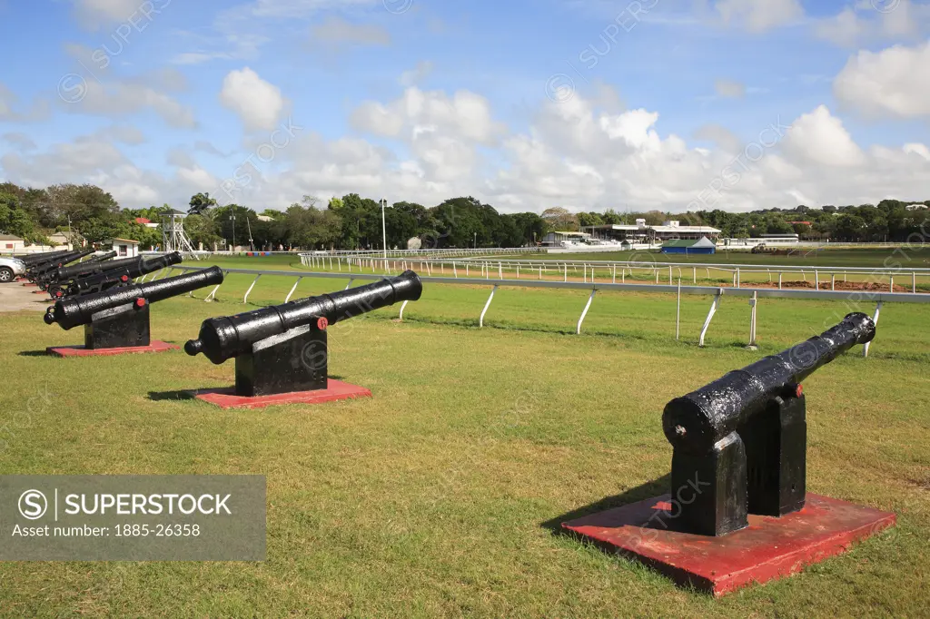 Caribbean, Barbados, Bridgetown, Garrison Historic Area - cannon and racecourse