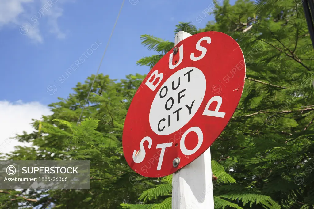 Caribbean, Barbados, St Michael, Bus stop sign