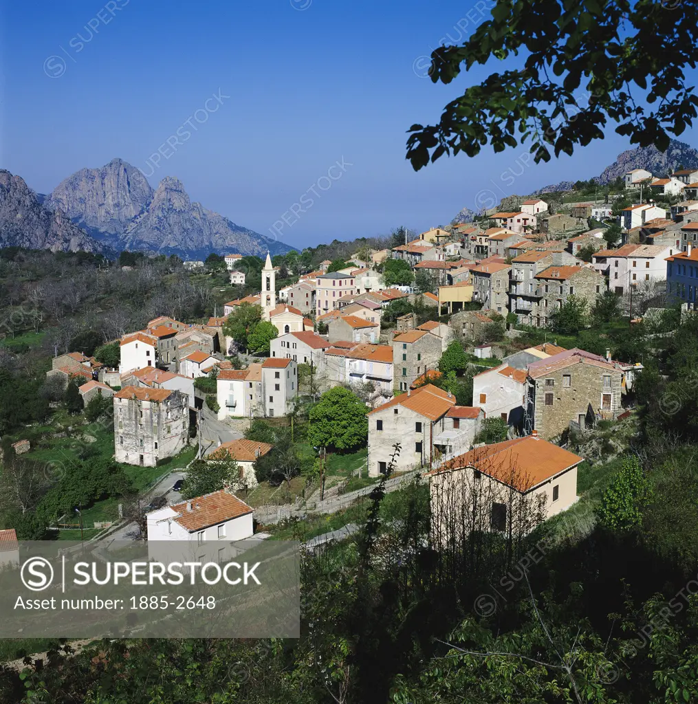 France, Corsica, Evisa, Mountain Town