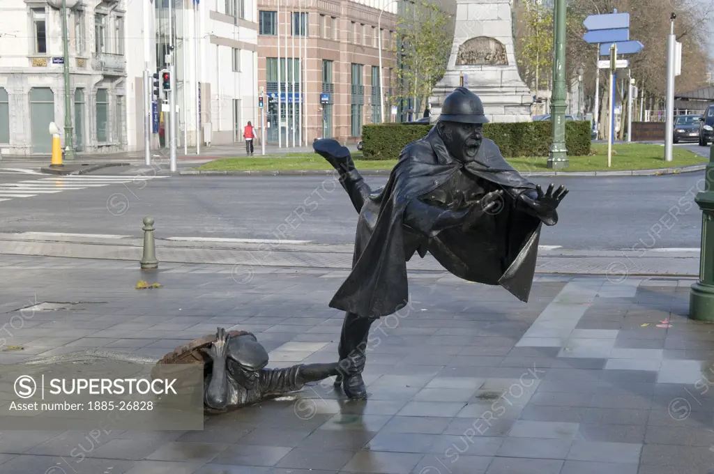 Belgium, Flanders, Brussels, De Vaartkapoen statue in Place Sanctelette