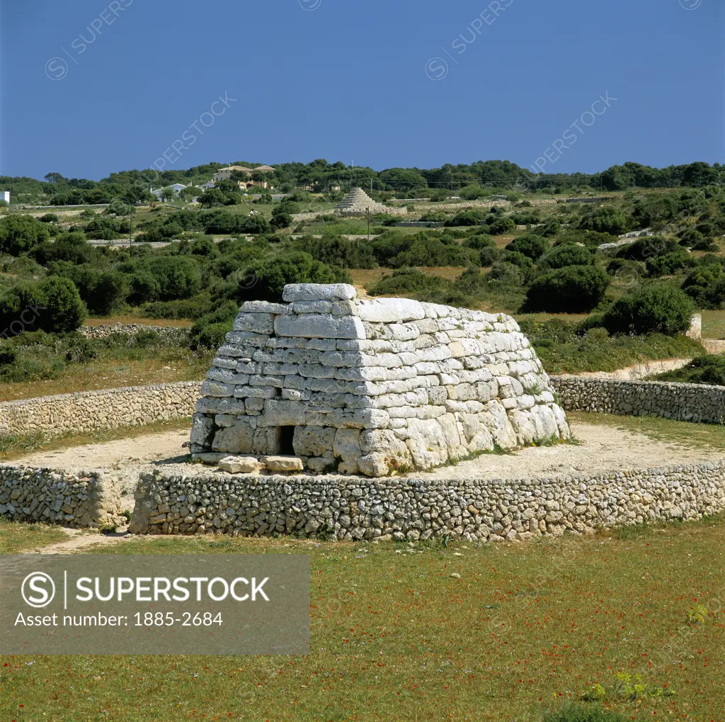 Balearic Islands, Menorca, Naveta D'els Tudons, Ancient Menorcan tomb. Structure of  stone blocks