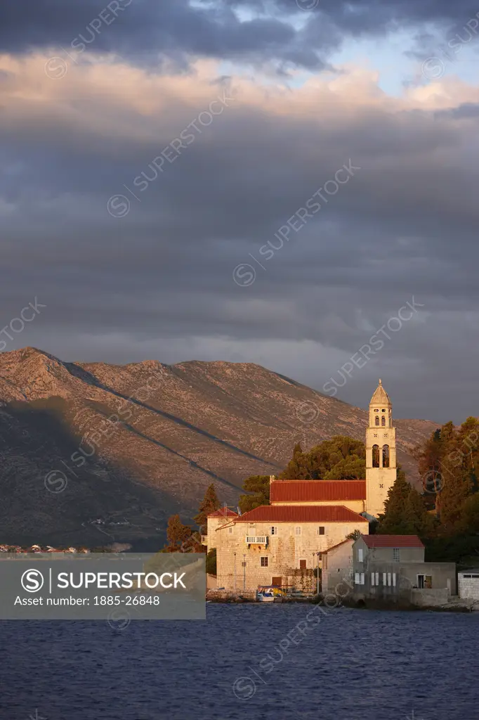 Croatia, Dalmatia, Korcula Island, A church on the island