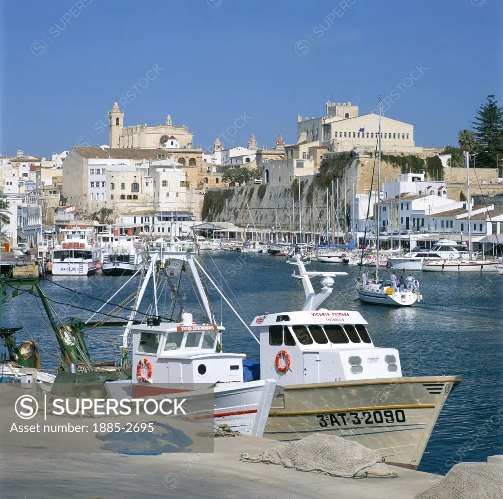 Balearic Islands, Menorca, Ciutadella, Harbour with Fishing Boats