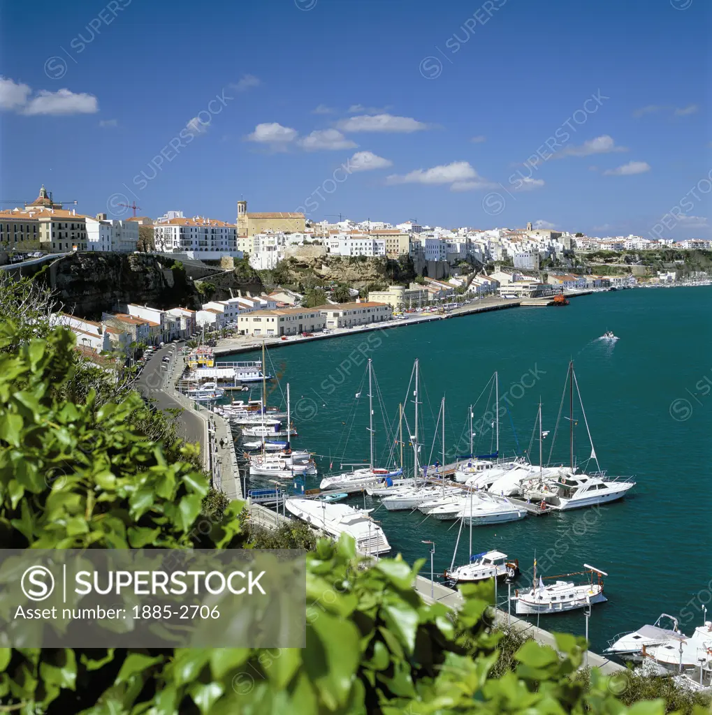 Balearic Islands, Menorca, Mahon, View of Town & Harbour
