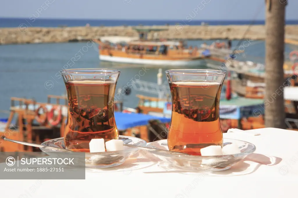 Turkey, Mediterranean, Side, The harbour and apple tea