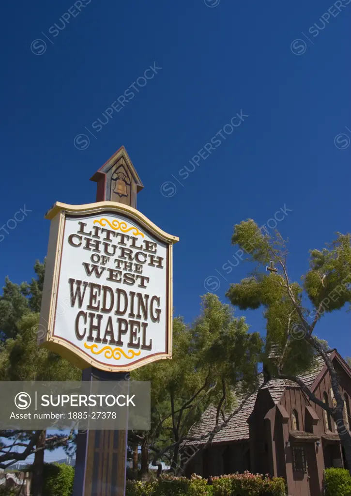 USA, Nevada, Las Vegas, Wedding Chapel sign
