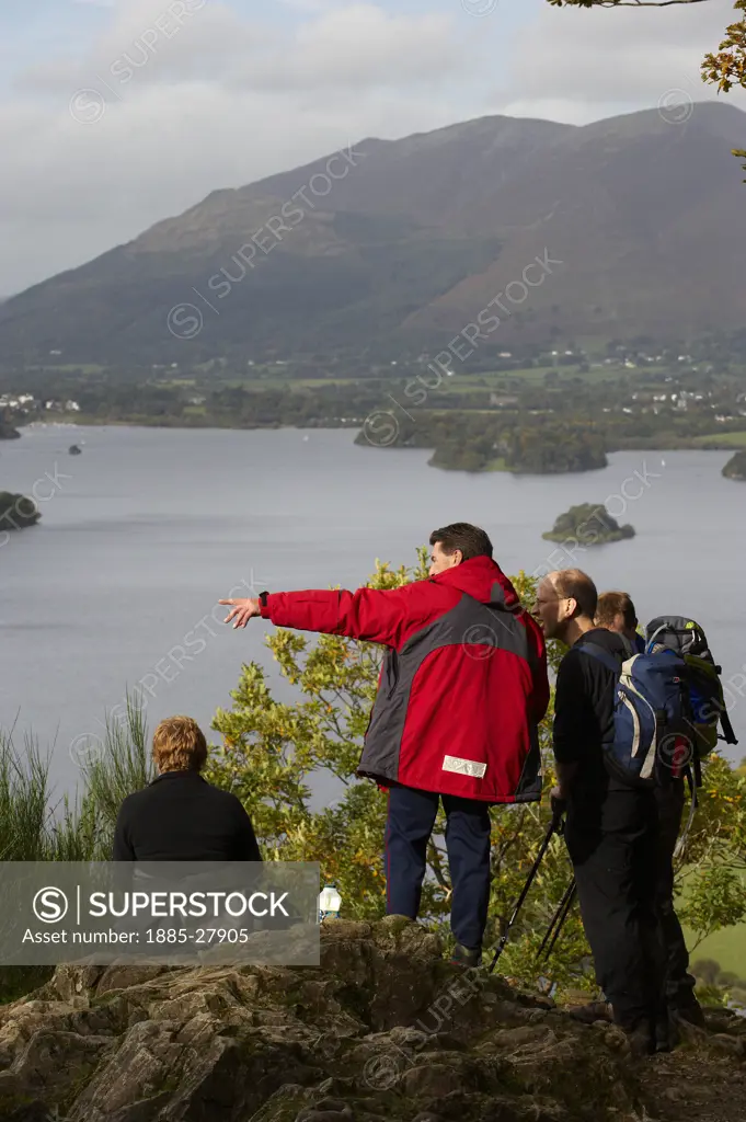 UK - England, Cumbria, Lake District National Park, Hikers at Derwent Water