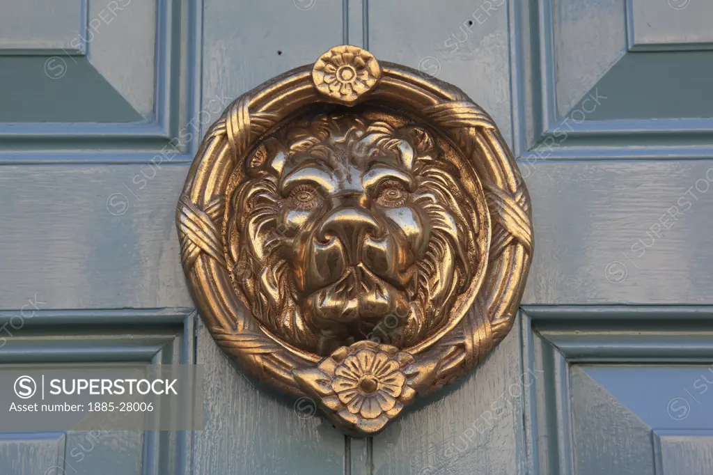 Ireland, County Dublin, Dublin, Georgian door knocker in Merrion Square