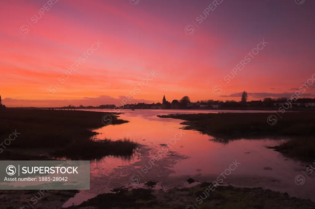 UK - England, West Sussex, Bosham, Colourful sunset