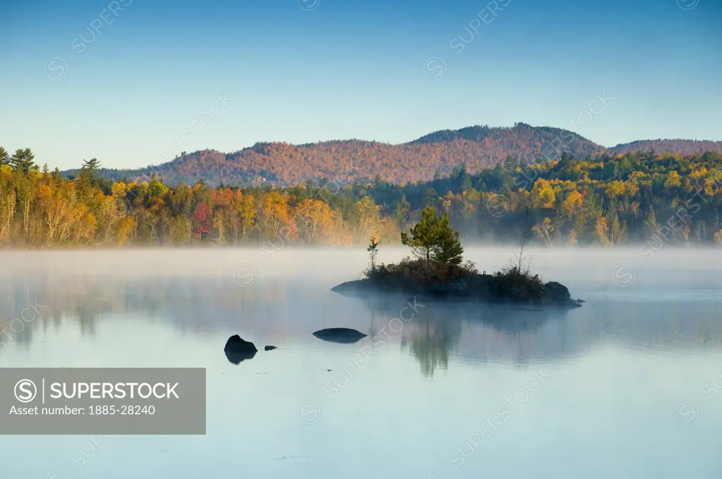 USA, New Hampshire, Umbagog Lake State Park , View of Lake Umbagog in autumn
