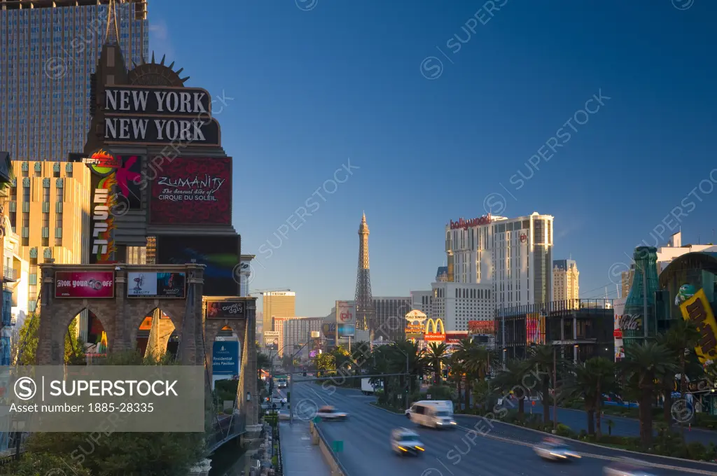 USA, Nevada, Las Vegas, The Strip at dusk