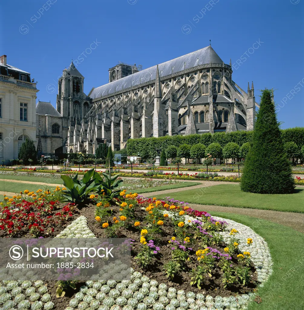 France, The Loire, Bourges, Cathedral St. Etienne and Gardens