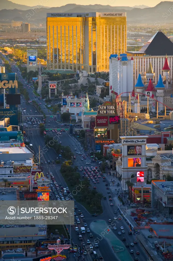 USA, Nevada, Las Vegas, View over The Strip at dusk