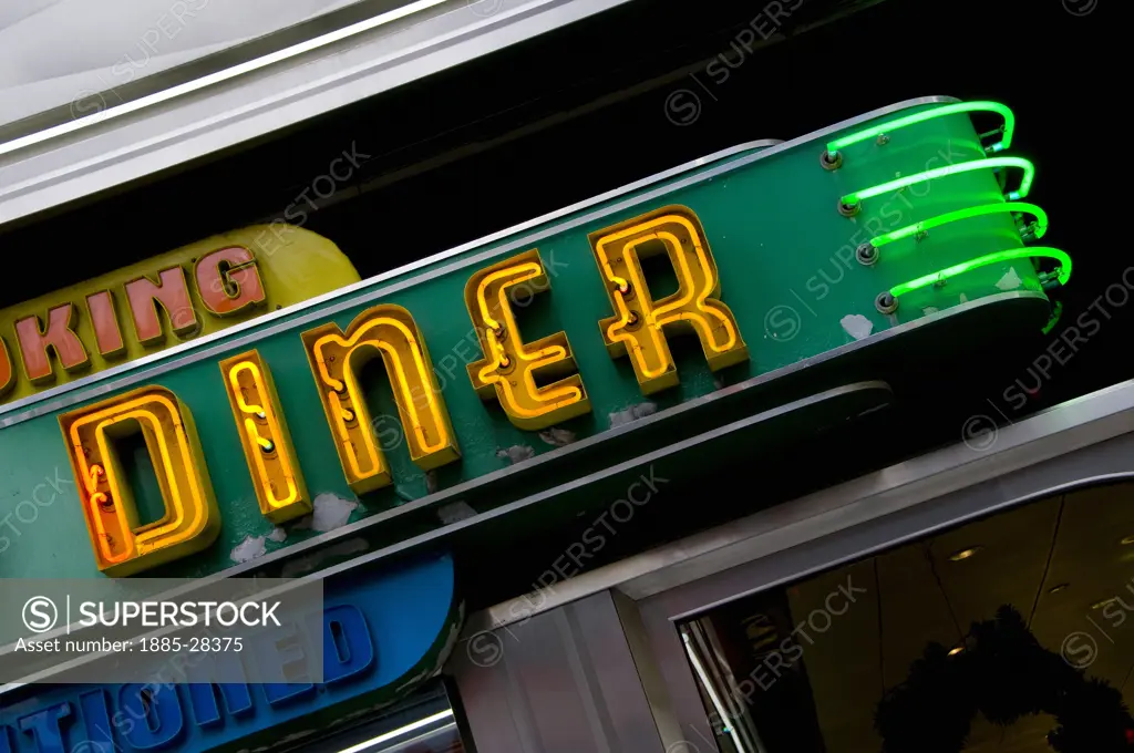 USA, New York State, New York, 24 hour Diner sign