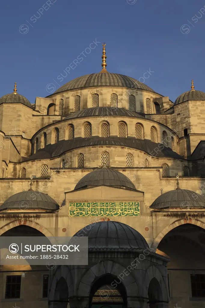 Turkey, Istanbul, Blue Mosque - domes from courtyard