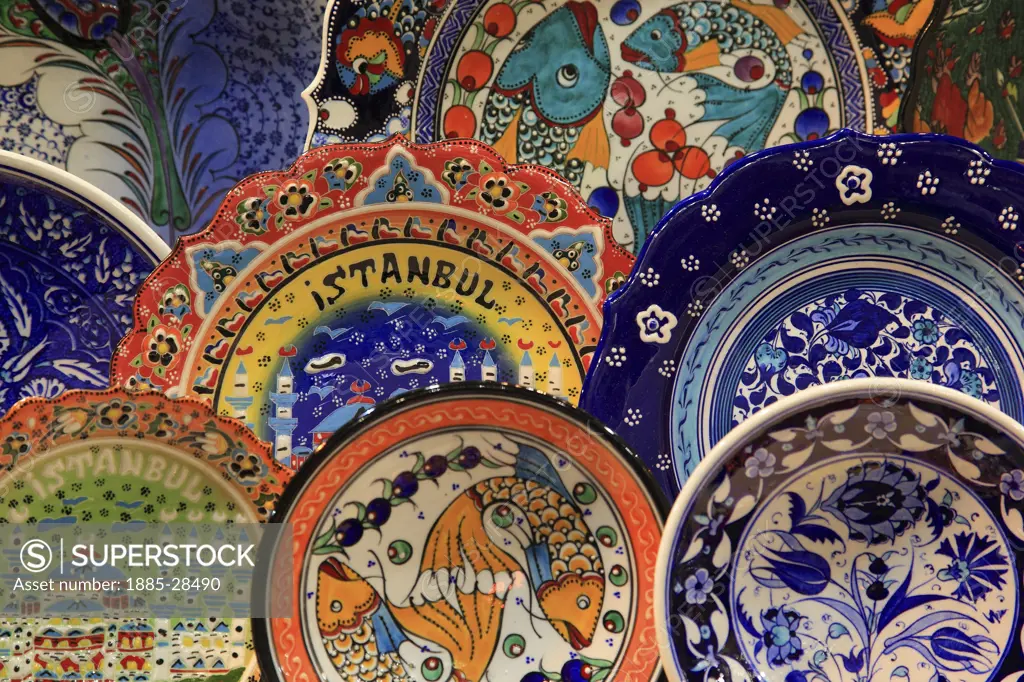 Turkey, Istanbul, Pottery in the Egyptian Market