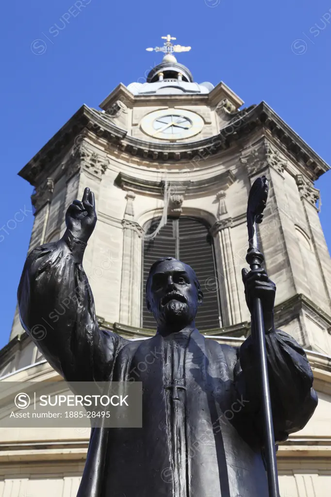 UK - England, West Midlands, Birmingham, Birmingham Cathedral and statue of Bishop Gore