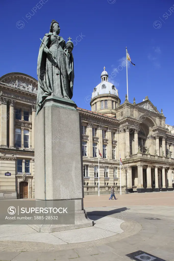 UK - England, West Midlands, Birmingham, Victoria Square - Queen Victoria statue and Gas Hall