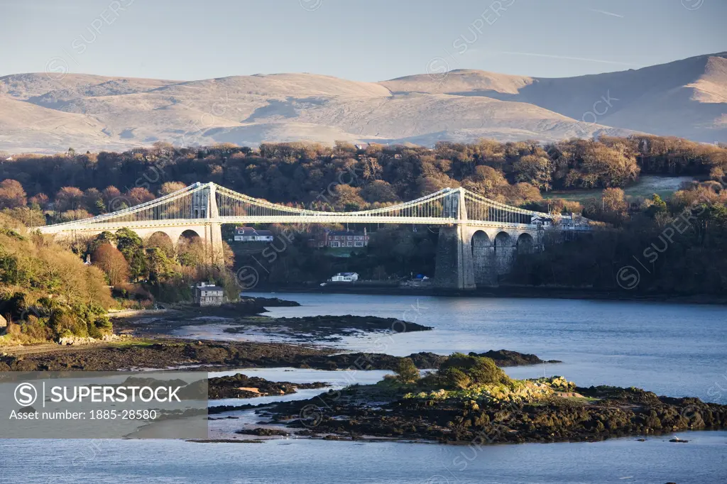 UK - Wales, Snowdonia, Menai Bridge, Bridge over the Menai Strait