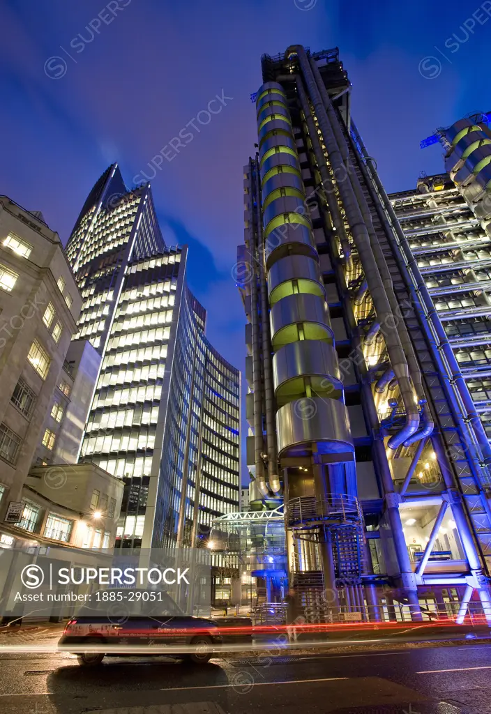UK - England, London, Lloyds Building at night