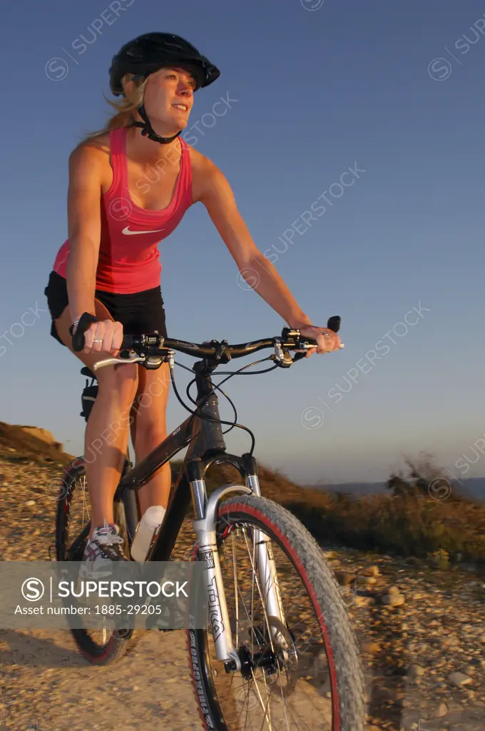 Cyprus, South, General, Woman on mountain bike