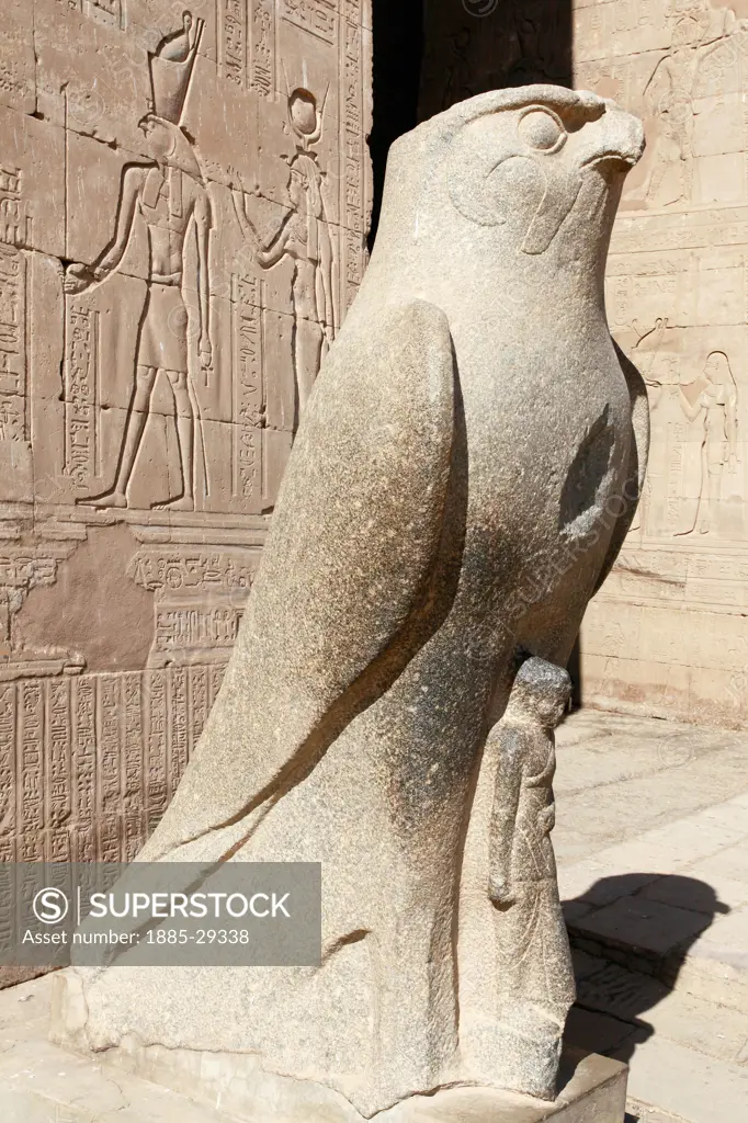 Egypt, Edfu, Statue of Horus at Temple of Horus