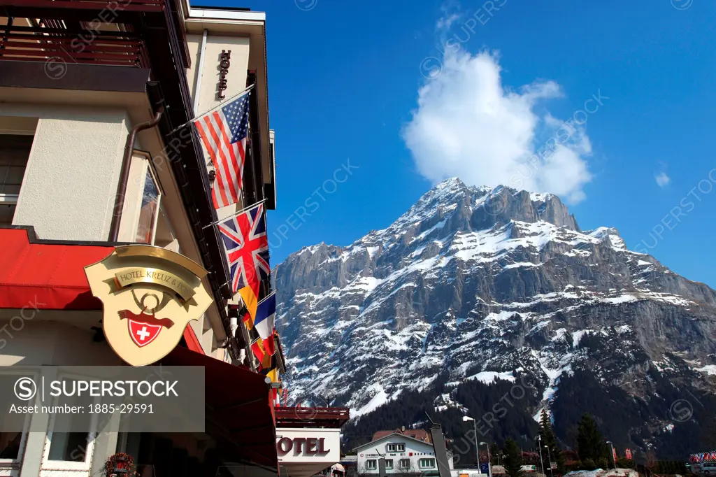 Swiss Hotels in the ski resort of Grindelwald, Swiss Alps, Jungfrau - Aletsch; Bernese Oberland; Switzerland; Europe