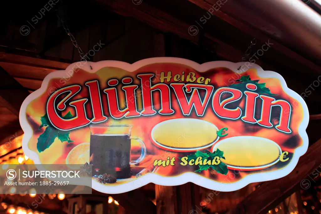 View of goods and stalls at the Christmas markets in Cologne City, North Rhine-Westphalia, Germany, Europe